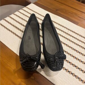 Black Patent Leather Snake Embossed Ballet Flats
